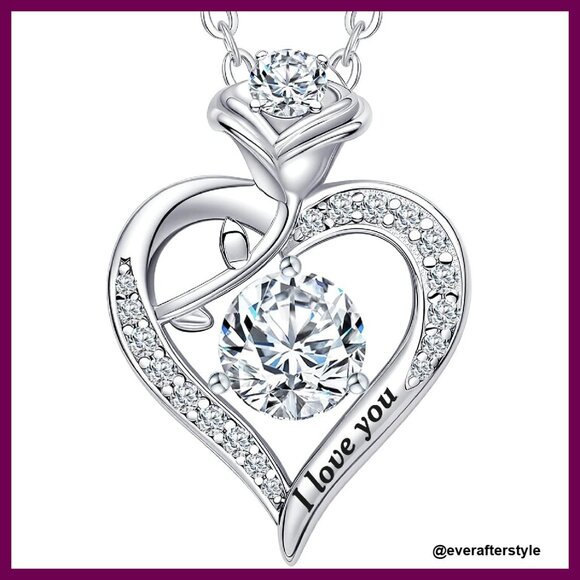 Moissanite Heart Pendant Necklace Elegant Anniversary Gift Sterling Silver
